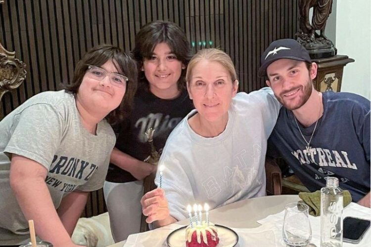 Céline Dion en compagnie de ses enfants
