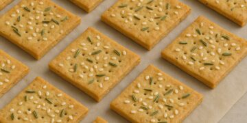 Crackers salés au romarin et sésame
